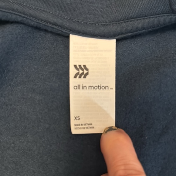 All In Motion Women’s Navy Blue Full Zip Hoodie Thumbholes Pockets Sz XS NWT - Picture 6 of 8